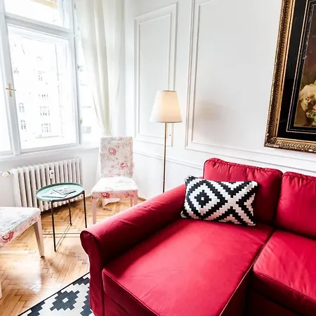 Golden Esthetic With Red Sofa Apartment