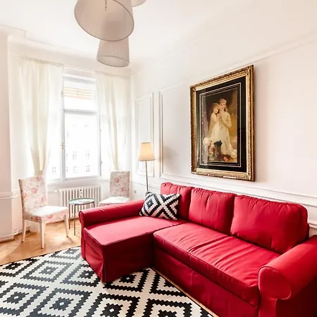 Golden Esthetic With Red Sofa *